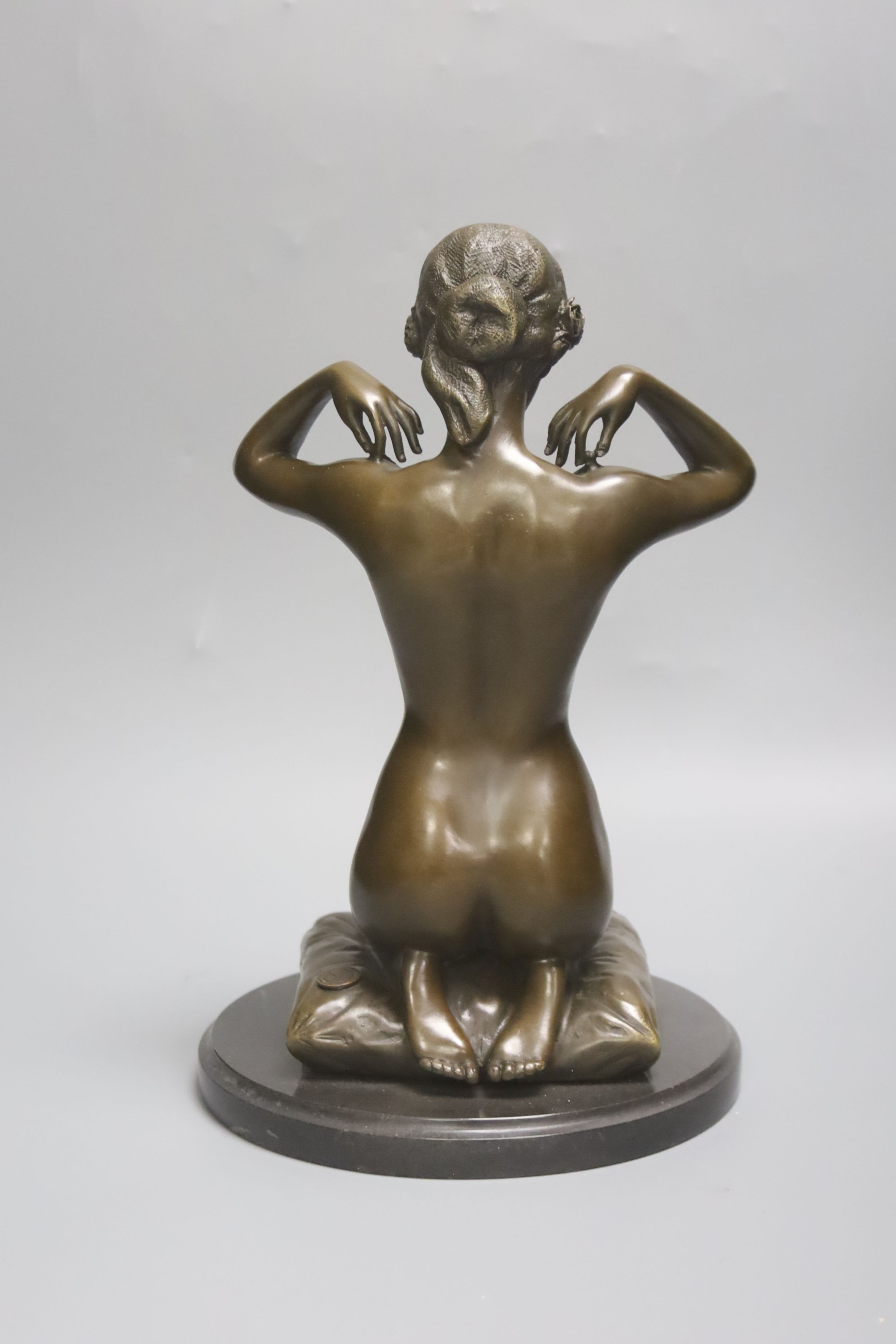 After Paul Ponsard, a bronze of a kneeling nude lady “New Necklace” 30cm